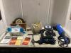 SHOP CRATE W/ CUT-OFF WHEELS, ANGLE GRINDER, LENS, GOGGLES,P & MISCELLANEOUS