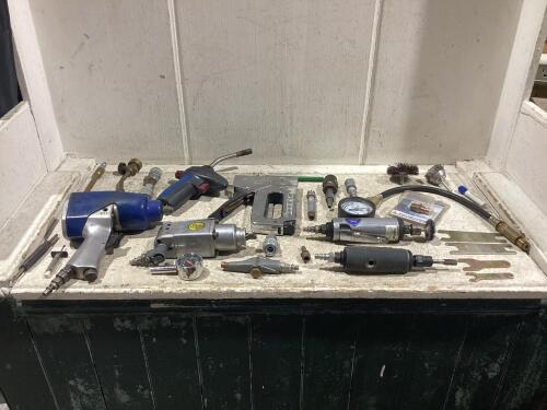 SHOP BOX OF PNEUMATIC TOOLS & ATTACHMENTS