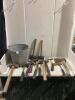 SHOP PAIL OF MIXED HAMMERS & HATCHETS