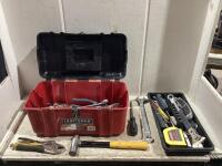 CRAFTSMAN 17" TOOL BOX W/ SCREWDRIVERS, PILERS, HAMMER & MISCELLANEOUS