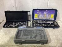 (3) SETS OF SOCKETS, DRILL BITS & WRENCHES
