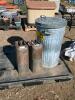 Aluminum Trash Can and Metal Jerry Cans