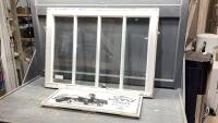 VINTAGE WOOD FRAME WINDOW + FORD TRUCKS WOOD SIGN