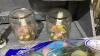 BLUE TOTE W/CHRISTMAS + EASTER DECOR ITEMS - 4