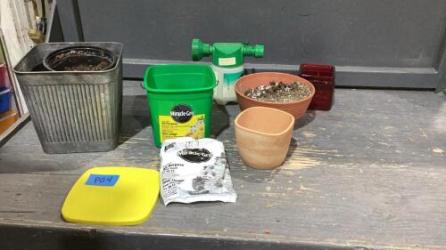 BOX W/MIRACLE GROW PLANT FOOD, PLANT POTS
