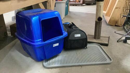 KITTY LITTER BOX, SCRATCHING POST, SOFT SIDED PET CARRIER, BOOT TRAY