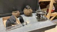 SOLAR LIGHTS + WOVEN WILLOW BASKET W/ GLASS INSERT, PLANT HOLDER