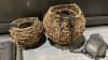 SOLAR LIGHTS + WOVEN WILLOW BASKET W/ GLASS INSERT, PLANT HOLDER - 3
