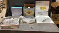 PARTY SERVING BOWLS - 2-TIER SERVER, CHIP+DIP BOWL, CHEESE PLATE W/KNIFE AND SERVING BOWL