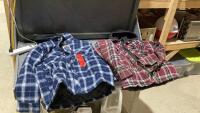 BOX W/ 2 LINED HOODED SHIRT JACKETS- ONE NEW