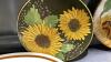 (2) FLATS W/ SUNFLOWER + FALL COLOURED PLATES + CANDLE HOLDERS - 6