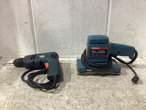 SHOP FLAT OF CORDED W/ BOSCH ORBITAL FINISHING SANDER & B-D DRILL