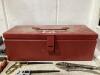 TOOL BOX OF MISCELLANEOUS W/ STAPLER, VISE-GRIPS, PLASTIC ORGANIZERS & KNIFE - 4