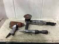 SHOP FLAT OF PNEUMATIC TOOLS W/ ANGLE GRINDER, RATCHET & IMPACT WRENCH
