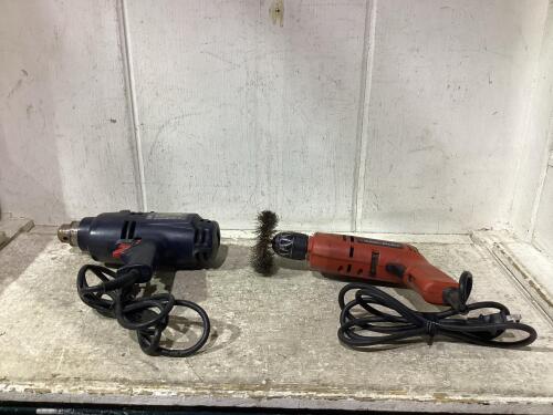 SHOP FLAT W/ BLACK & DECKER DRILL & 1/2" VSR INDUSTRIAL DRILL