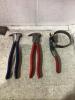 SHOP FLAT OF MIXED TOOLS W/ SHOVEL HEAD, HATCHET, OIL WRENCH & PILERS - 3