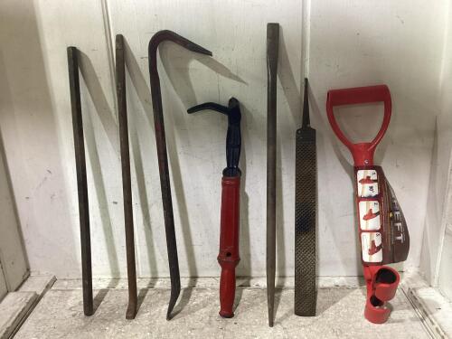SHOP BOX OF MISCELLANEOUS TOOLS