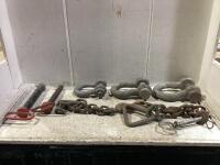 SHOP BOX W/ ANCHOR SHACKLES, CHAIN HOOKS & PINS