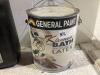 SHOP FLAT W/ (2) PAINT PAILS & ENGINE OIL - 4