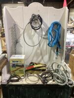 SHOP CRATE OF SLINGS, ROPES, CHAINS & MISCELLANEOUS