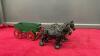 PLASTER HORSES W/ WOOD WAGON