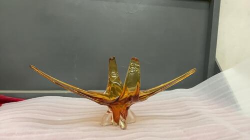 AMBER HEAVY GLASS DECOR PIECE