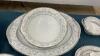 LARGE NORITAKE CHINA DISH SET - SILVER TRIM W/ GOLD & TEAL FLORAL DESIGN - 6