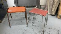 (2). VINTAGE MISMATCHED STACKING STOOLS