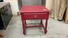 RED PAINTED SIDE TABLE W/ DRAWER