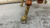 ANTIQUE PIANO STOOL W/ BRASS LEGS, GLASS BALL FEET - 3