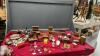 VARIETY OF DOLL HOUSE FURNITURE W/ A FEW SMALL DOLLS