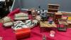 VARIETY OF DOLL HOUSE FURNITURE W/ A FEW SMALL DOLLS - 2