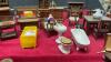 VARIETY OF DOLL HOUSE FURNITURE W/ A FEW SMALL DOLLS - 4