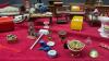 VARIETY OF DOLL HOUSE FURNITURE W/ A FEW SMALL DOLLS - 8