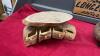 HANDCRAFTED ITEMS - COCONUT LIGHT, & BOWL, CARVED &ldquo;LONGEVITY&rdquo; WOOD SIGN, AND WOOD TRINKET HOLDER W/ SHELF - 3