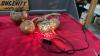 HANDCRAFTED ITEMS - COCONUT LIGHT, & BOWL, CARVED &ldquo;LONGEVITY&rdquo; WOOD SIGN, AND WOOD TRINKET HOLDER W/ SHELF - 4