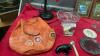 BOX W/ SMALL DESK LAMP, LEATHER PURSE, (2) SMALL PICTURES, SMALL MIRRORS, MINI FORKS, WALRUS &ldquo;BOMA&rdquo;ORNAMENT - 3