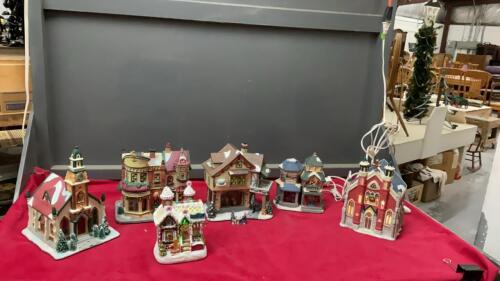 LIGHTED CHRISTMAS VILLAGE. HOUSES