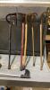 CLEAR TOTE W/ASSORTED CANES + FOLDING STOOL - 4