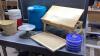 BLACK TOTE W/2 WATER CONTAINERS, TABLETOP DESK, STORAGE CONTAINER