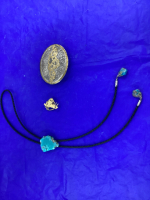 BELT BUCKLE,BOLO TIE W/TURQUOISE STONES