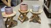 BOX OF PLANT POTS + WOOD STANDS