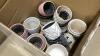 BOX OF PLANT POTS + WOOD STANDS - 2