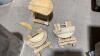 BOX OF PLANT POTS + WOOD STANDS - 3