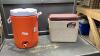 (2)ITEMS- RUBBERMAID WATER JUG + COLEMAN COOLER