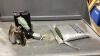 BOX W/ ANTIQUE IRON, 2 SETS OF CLIPPERS, MOTORCYCLE COVER