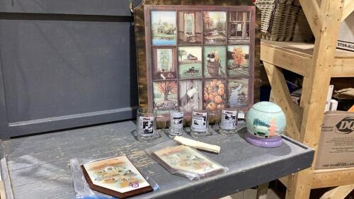 BEER MUGS, CHRISTMAS COOKIE JAR, FRAMED PICTURE