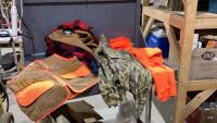 BLUE TOTE W/ WOOLRICH SIZE 48 JACKET, HUNTING VEST, LIGHT WEIGHT XXL JACKET, HUNTING PANTS + JACKET