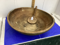PRIMITIVE WOODEN BOWL AND SPOON