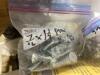 SHOP PAIL OF MIXED BITS W/ WASHERS, BOLTS, NUTS, ELETRIC FENCE CONNECTORS & MISCELLANEOUS - 2